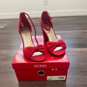 Guess Red Heels with Bow Accent